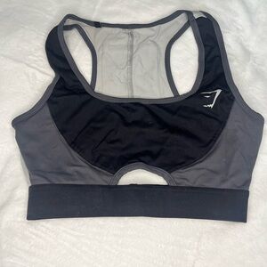 Gymshark Grey and Black Color Block Sports Bra